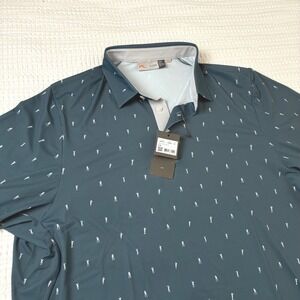 KJUS Golfer Polo Short Sleeve Golf Print Gray Mens 3XL NWT UPF 50+ Comfort Fit